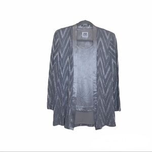 R&M Richards by Karen Kwong Womens Twofer Top Jacket Silver No Size Tag READ